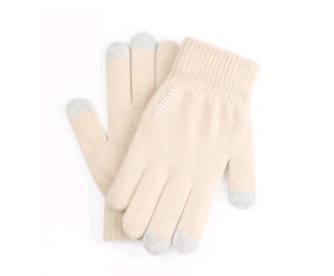 Touch screen gloves men's winter non-slip driving female students knitting wool couple plus velvet warm outdoor riding gloves