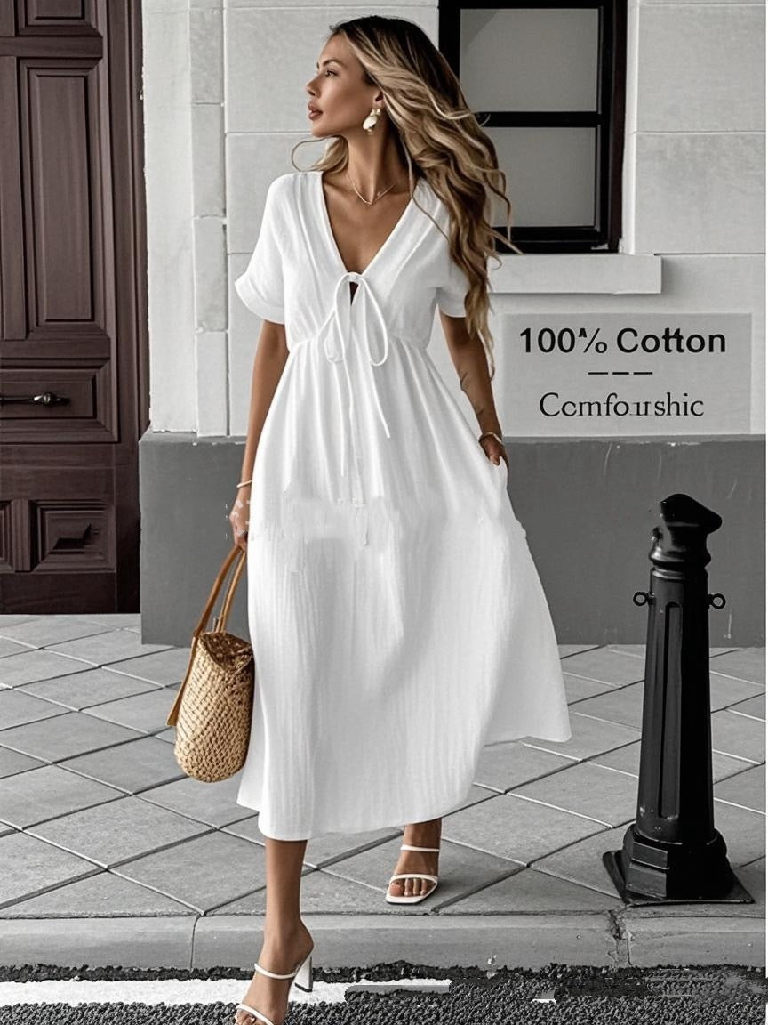 Womens Bohemian Deep V-Neck Dress