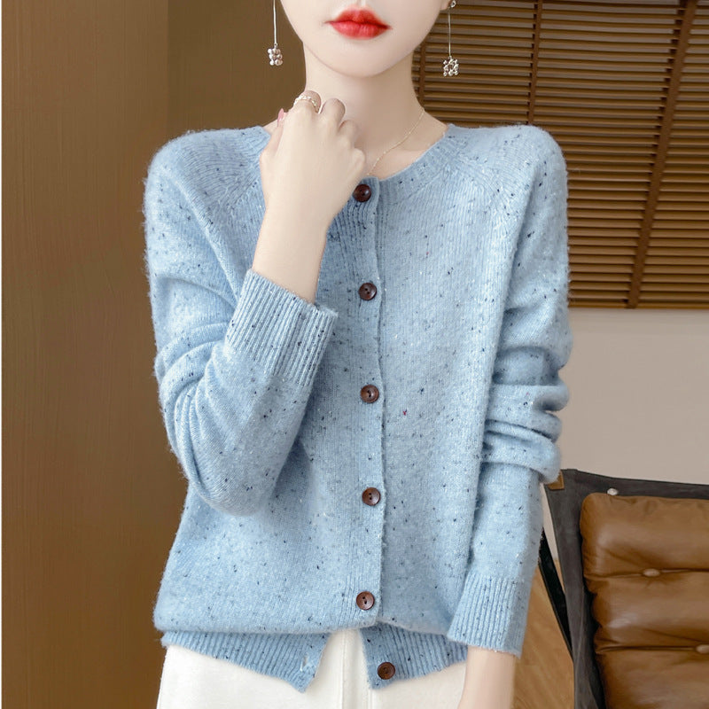Women's Pure Wool Sweater Loose Round Neck Fashion Coat