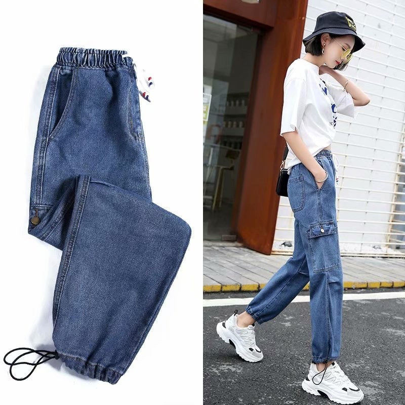 Loose and thin feet harem cropped pants