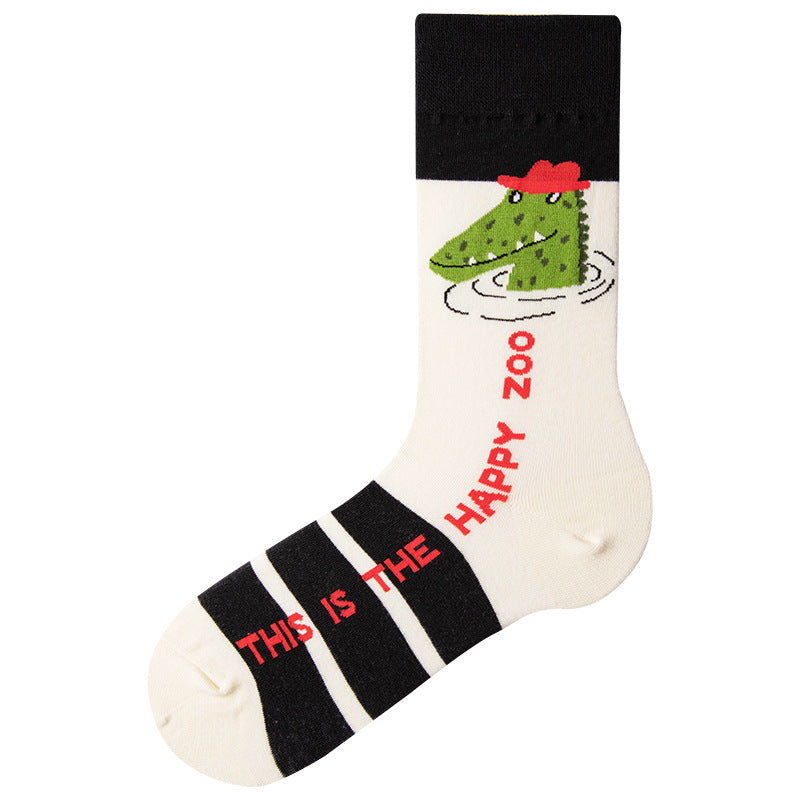 Cartoon Illustration Cute Sweet Ins Style Cotton Mid-calf Length Socks