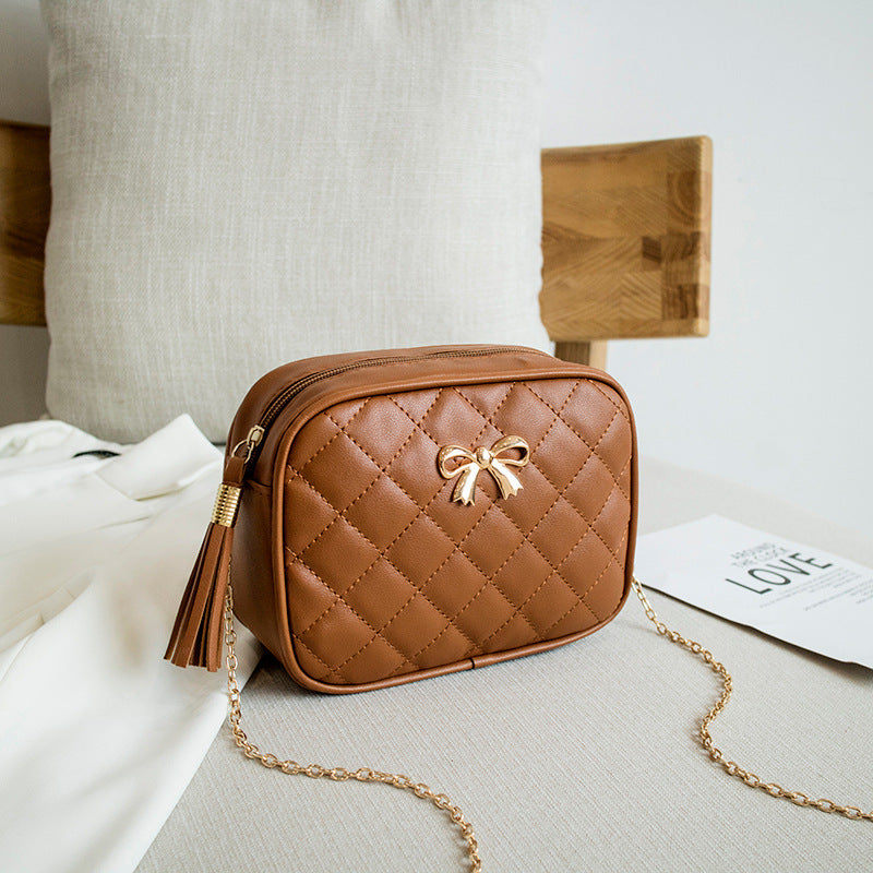 Diamond Embroidered Solid Color Camera Bag Chain