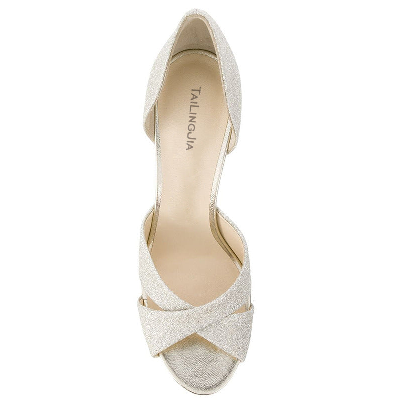 Light Gingerlet Cross Strap Stiletto Sandals