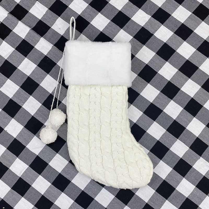 Knitted Wool Christmas Stockings Gift Bag Candy Bag