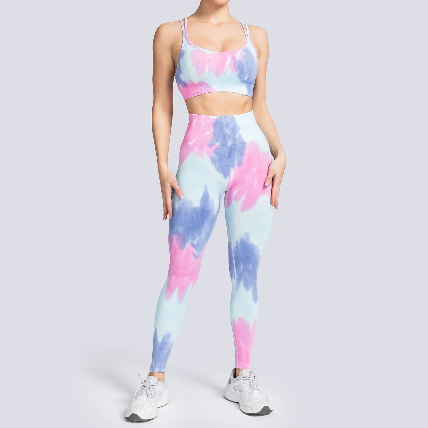Women's Seamless Knitting Tie Dyed Sweatpants Suit