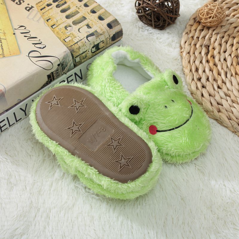 Cartoon Frog Indoor Plush Slippers