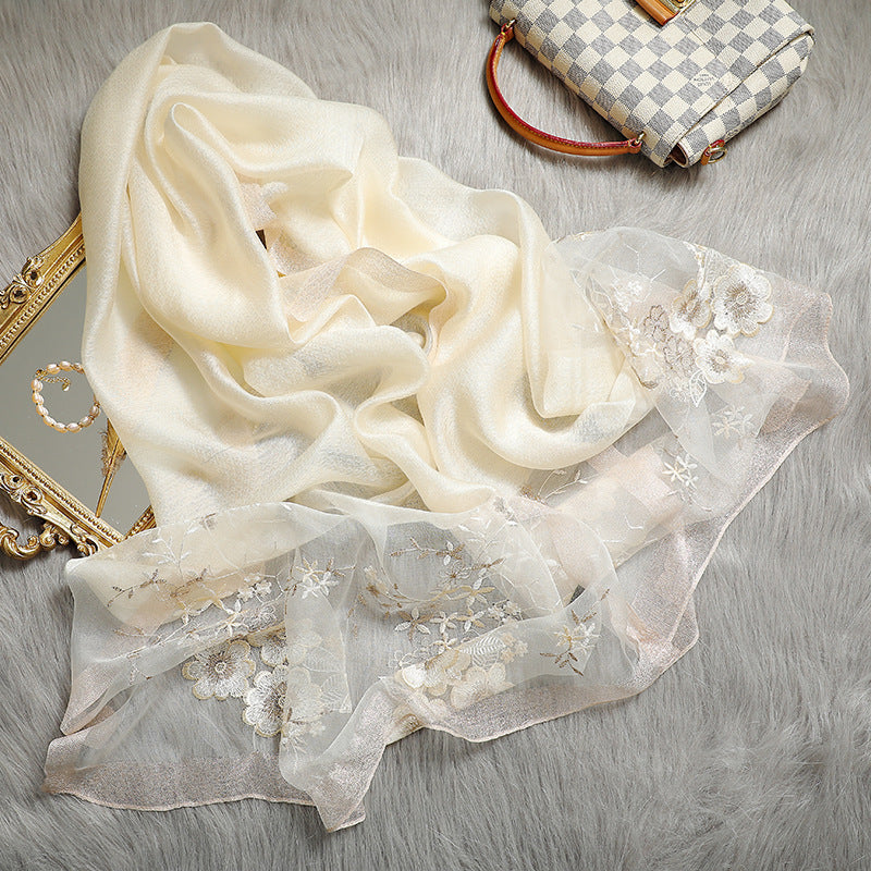Silk embroidered scarf