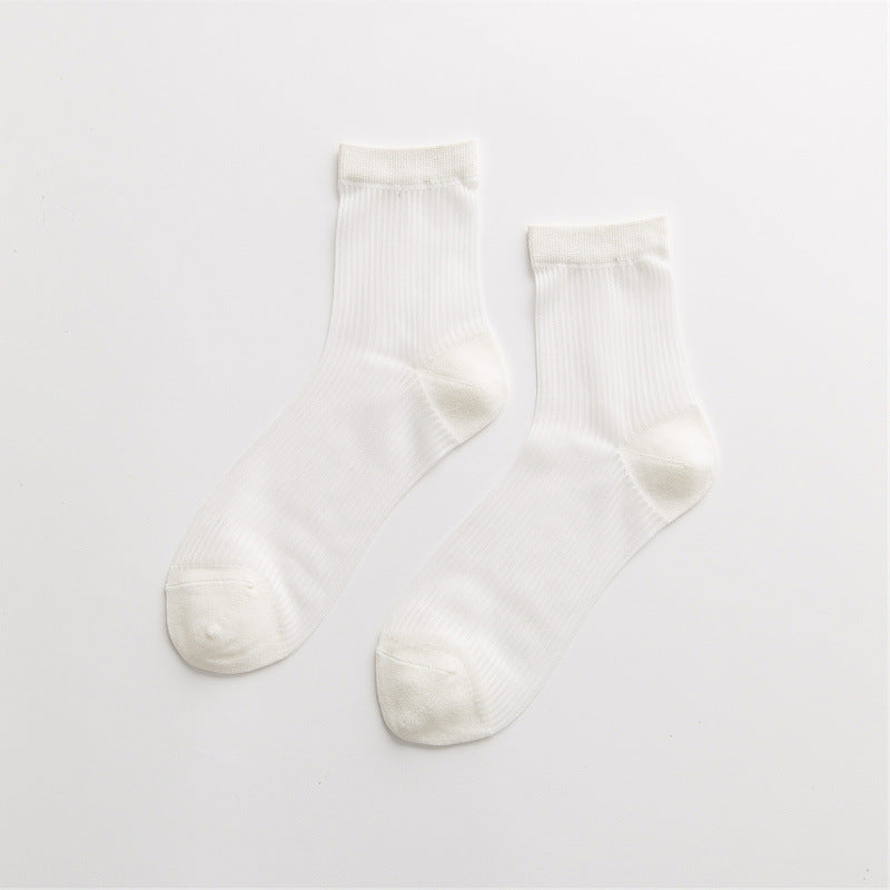 Japanese all-match ultra-thin breathable card silk pile pile socks plain color glass stockings