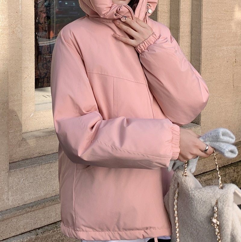 Fashion Double Zipper Hooded Quilted Women's All-match Outdoor Jacket Women