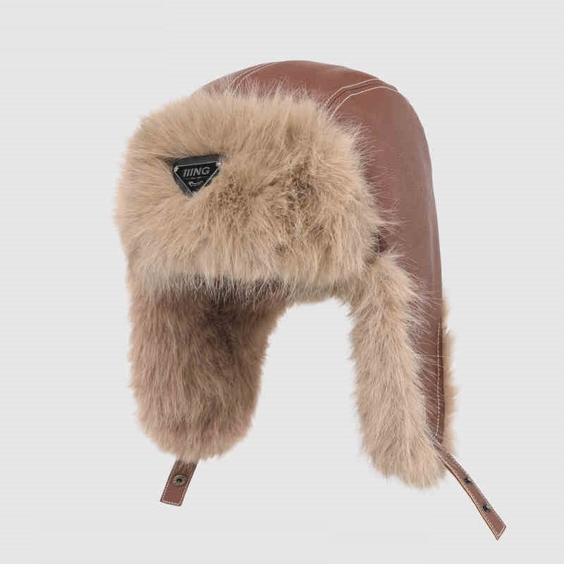 Autumn And Winter Men's And Women's Warm Vintage Leather Pilot Hat