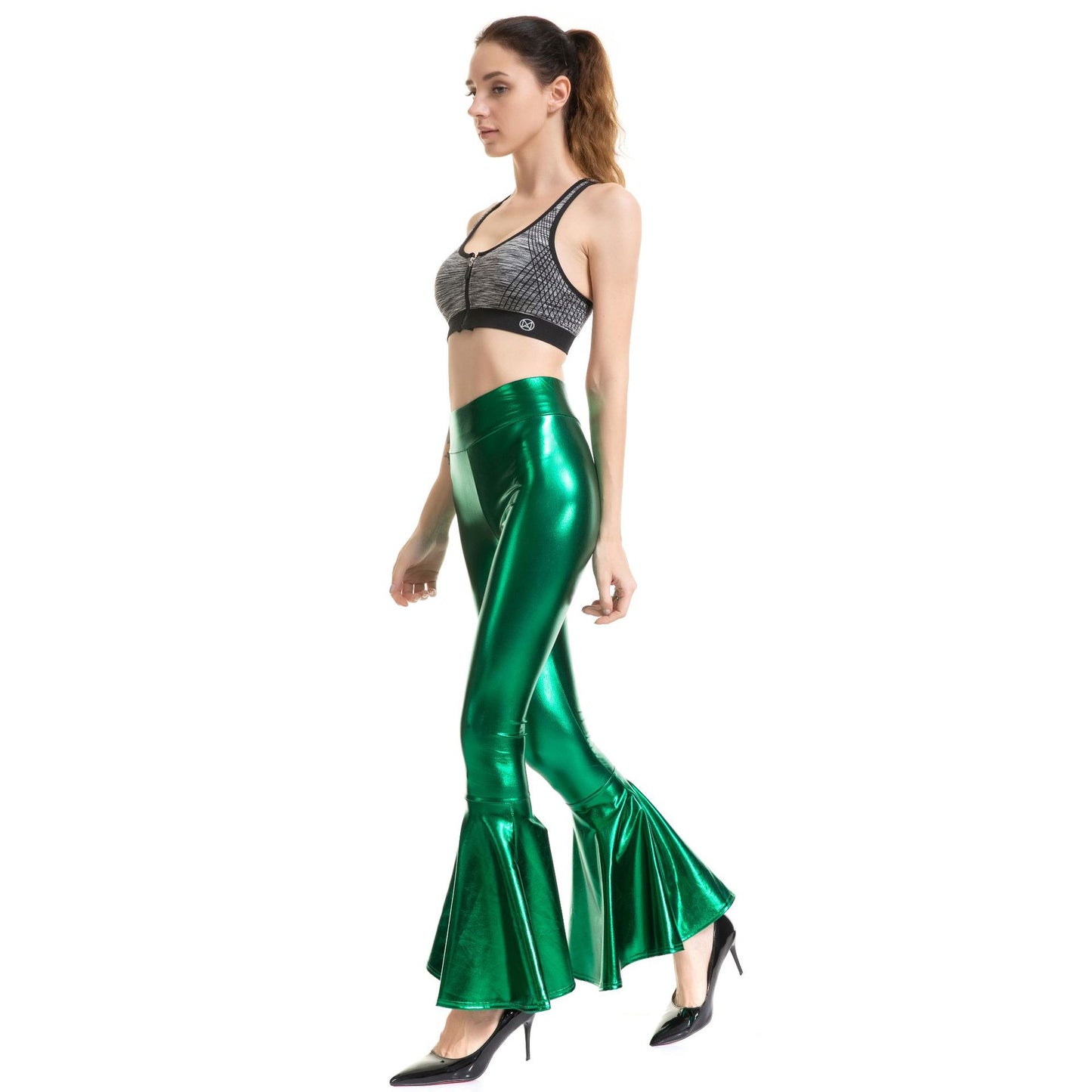 Fashion Elastic Waist Tapered Flare Pants