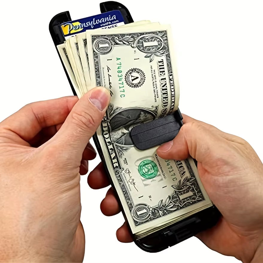 Metal Wallet Wallet, RFID Block Minimalist Wallet Men'S Ultra Thin Aluminum Clip Pocket Cash Credit Card Holder