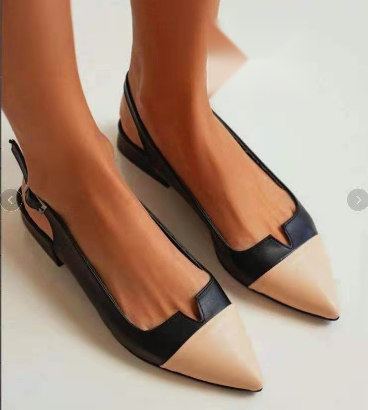 Spring Summer New Women's Shoes Pointed Flat Bottom Pumps Color Matching Low Heel Shoes