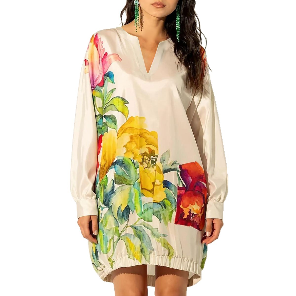Printed Loose Casual Long-Sleeve Dress For Women