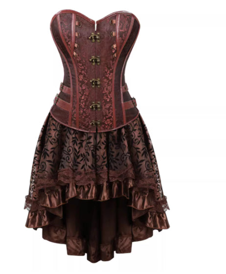 Court Corset Brown Two-Piece Set