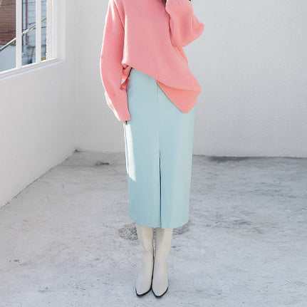 Fashionable High-waisted Figure-flattering Mid-length Skirt