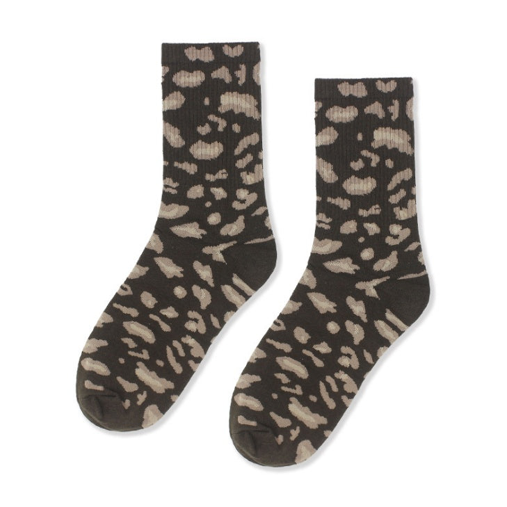 Leopard socks, female leopard, personality, tide, autumn and winter, Korean version, stockings
