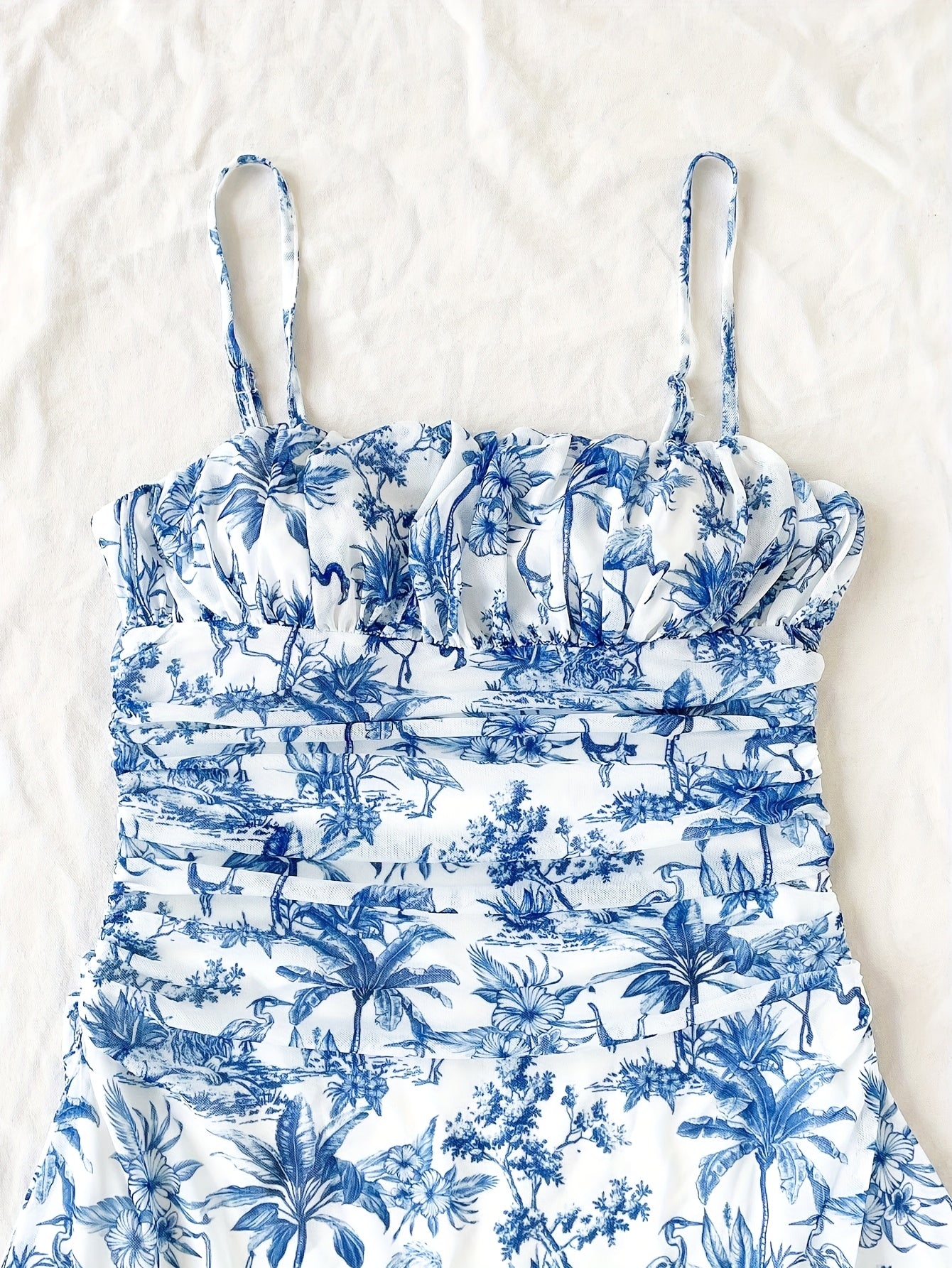 Plant And Floral Printed Vacation Halter Dress For Women