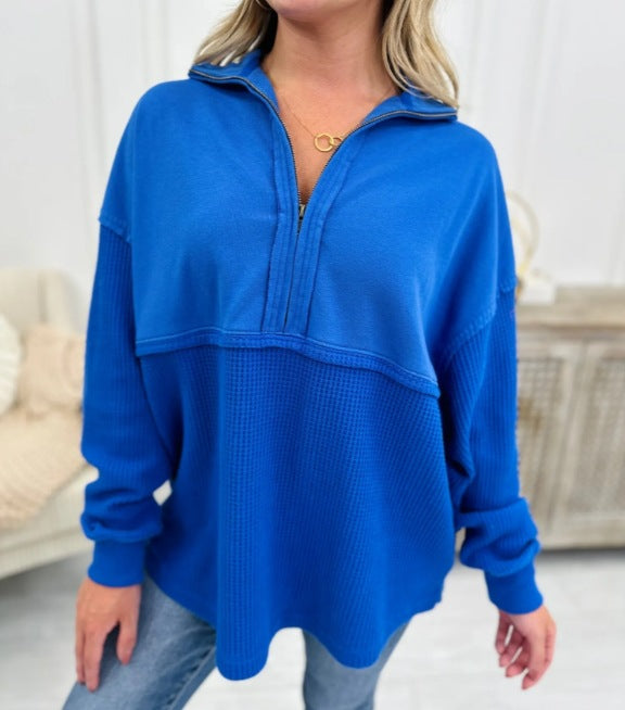 Dametøj Løs Lynlås Patchwork Sweater