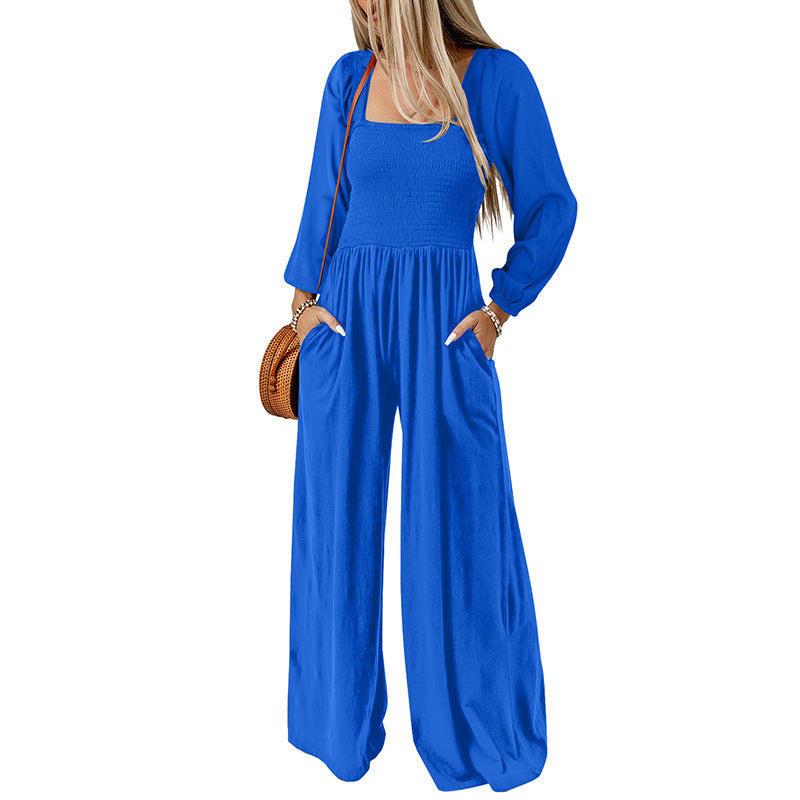 New Solid Color Wide Leg Trousers Women's European And American Thin Simple