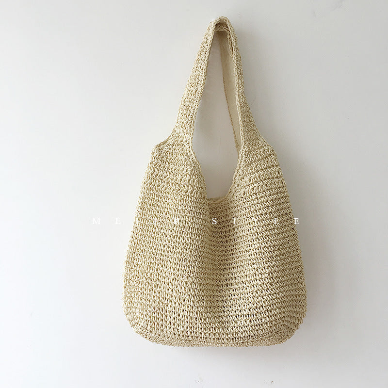 Straw Bag Female New Summer Versatile Leisure Shoulder Bag Forest Hand Woven Bag Large Capacity Beach Bag