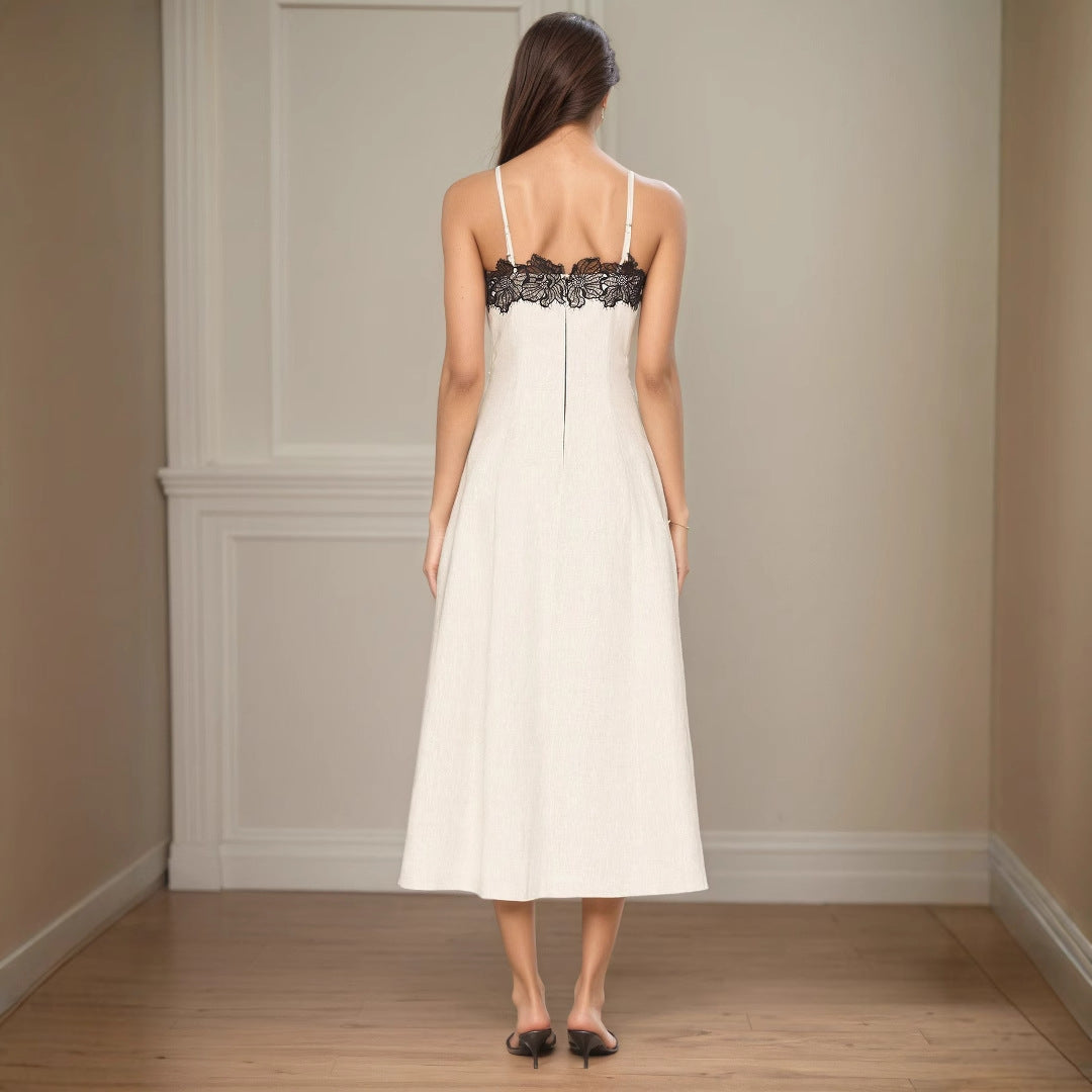 Womens Stylish Lace Off-shoulder Slip Dress