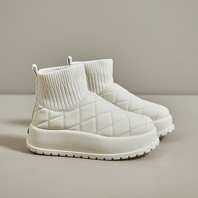 Fleece-lined High-top Snow Boots Female Student Ins Tide Korean Warm Casual Cotton-padded Shoes