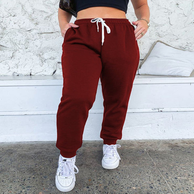 Women's thick elastic casual sports trousers