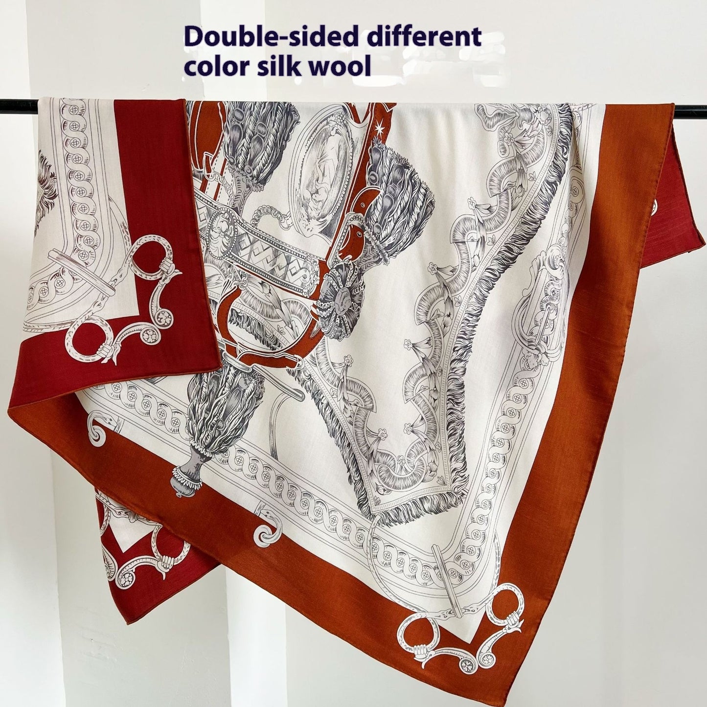 Tropical Rainforest FINSBURY Double-sided Different Color Silk Wool Large Kerchief
