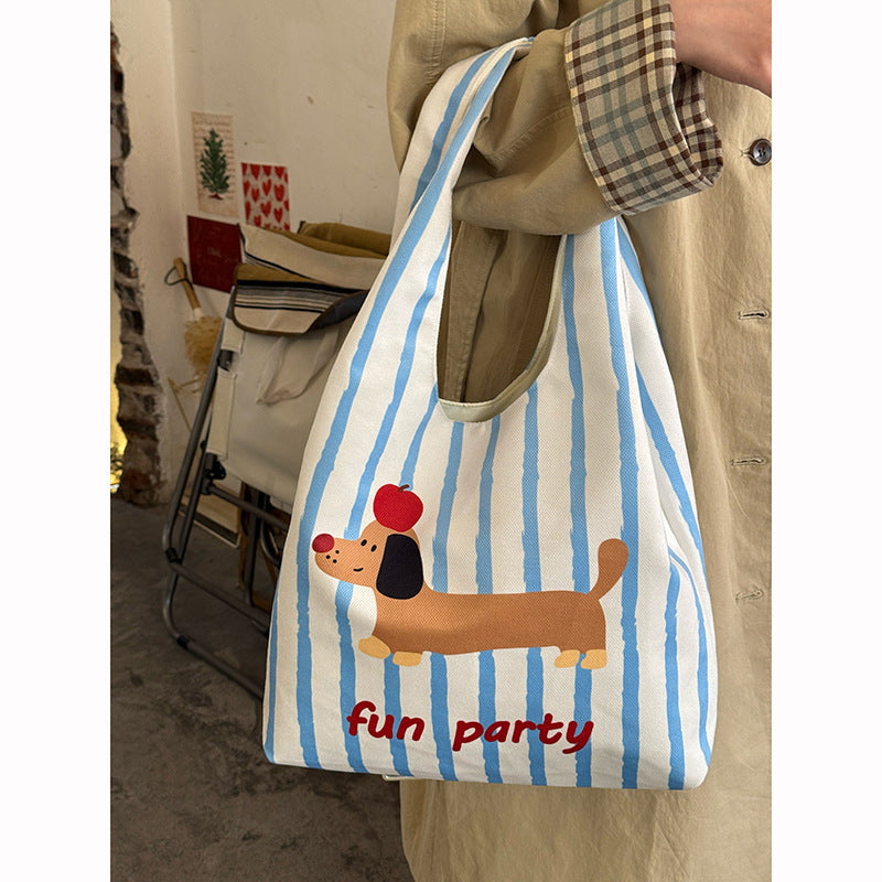Fashion Painted One-shoulder Canvas Cloth Bag For Women