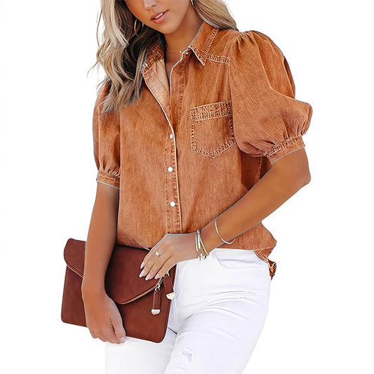 Spring And Autumn New Denim Women's Shirt