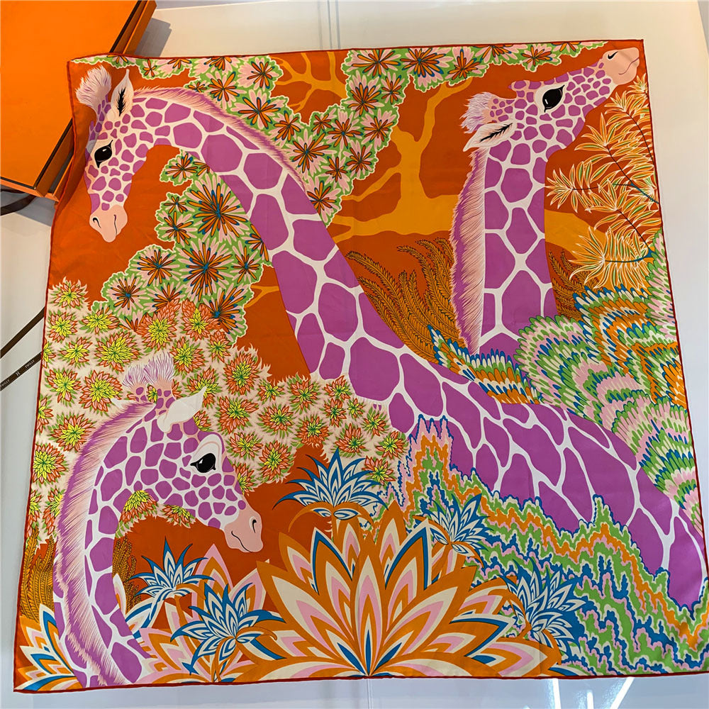 Handmade Hemming Twill Silk Printed Shawl