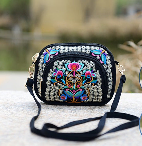 Embroidered Canvas Bag Fashion Ladies Slung