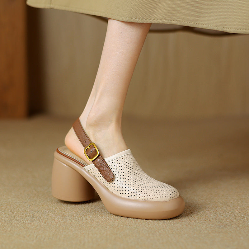 Closed Toe Platform Hollow-out Sandals Women's Round Toe