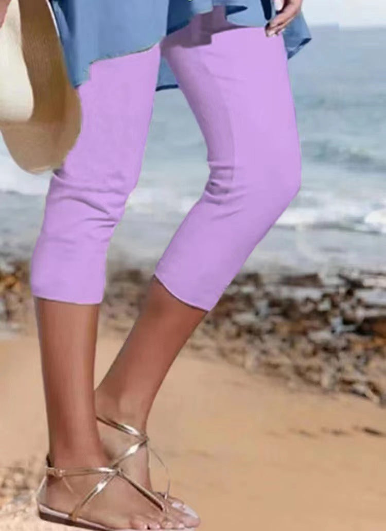 Sommer Leggings til Kvinder - Ensfarvede og Afslappede
