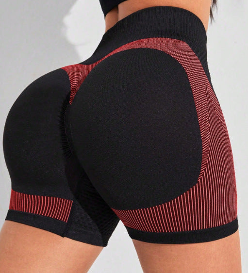Sømløse sportsshorts til kvinder med ferskenformende høj talje