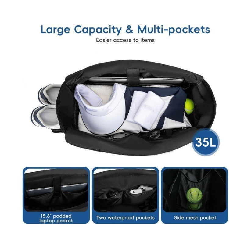Multi-functional Tennis Tote With A Shoe Compartment And Oversized Quilting