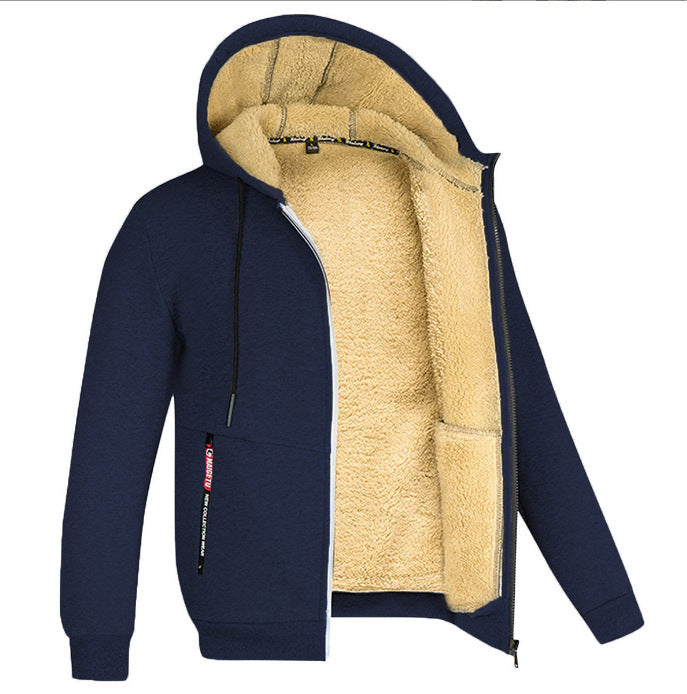 Lamb Fleece Thickened Sports Casual Thickened Hooded Jacket