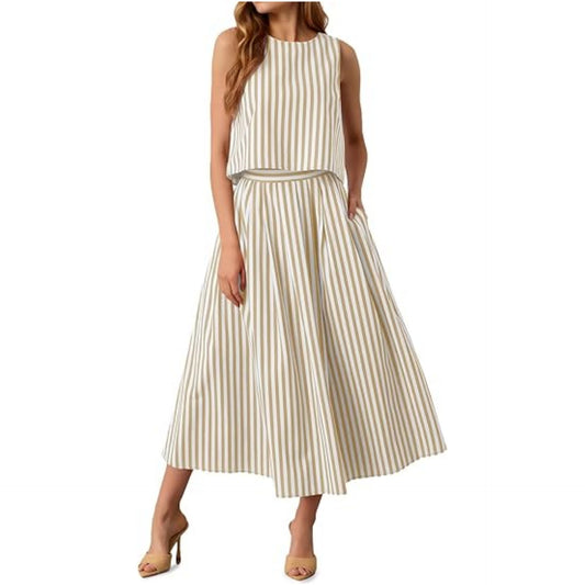 Women's Fashion Casual Striped Vest Set