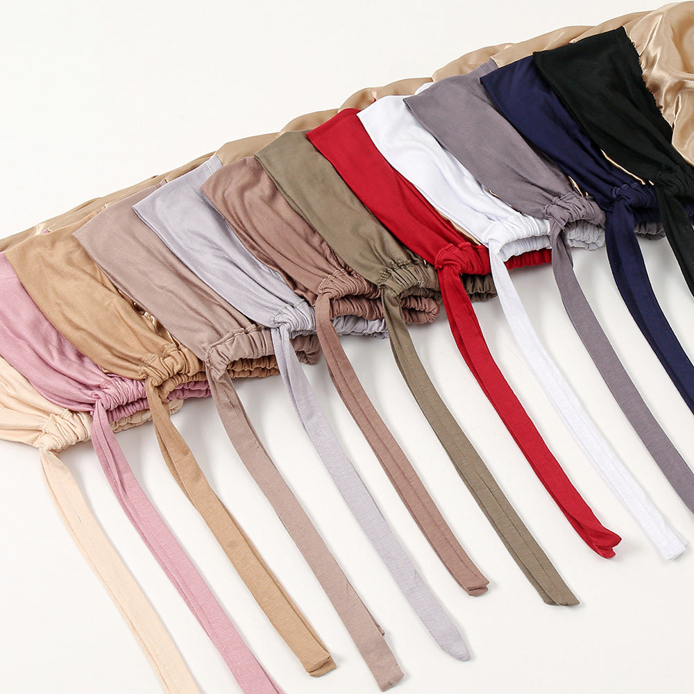 Women's Fashion Simple Mercerized Cotton Elastic Elastic Lace-up Ethnic Headscarf