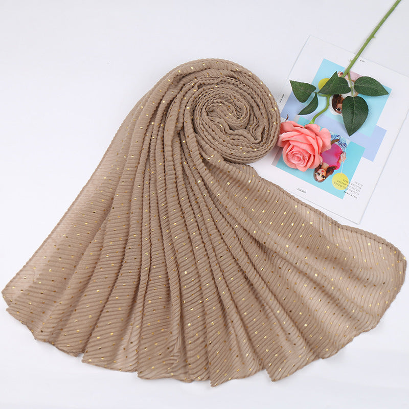 Sprinkle gold folds bronzing cotton and linen scarf