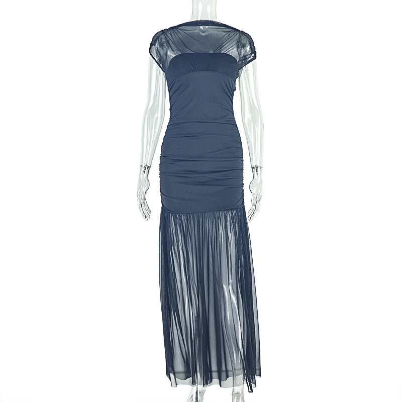 Elegant Figure-flattering Womens Solid-color Patchwork Bodycon Skirt