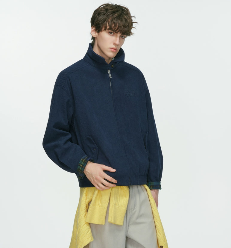 American Retro Barn Style Corduroy Stand Up Collar Jacket