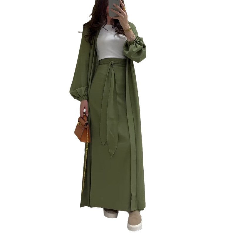 Stylish Casual Two-piece Long Skirt Set