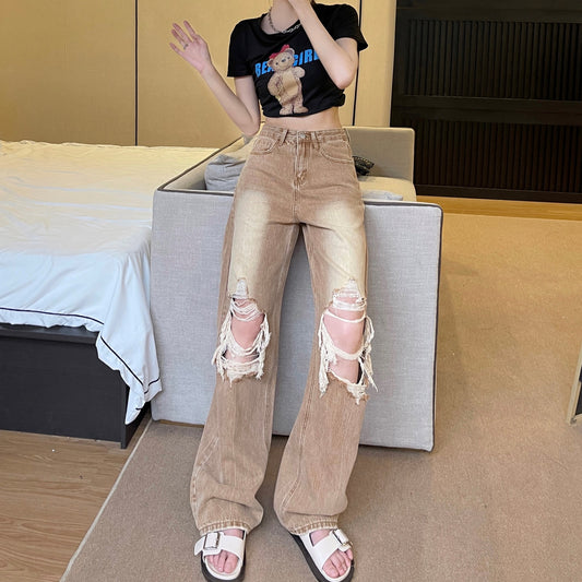 Women's Casual All Match Retro Straight Trousers