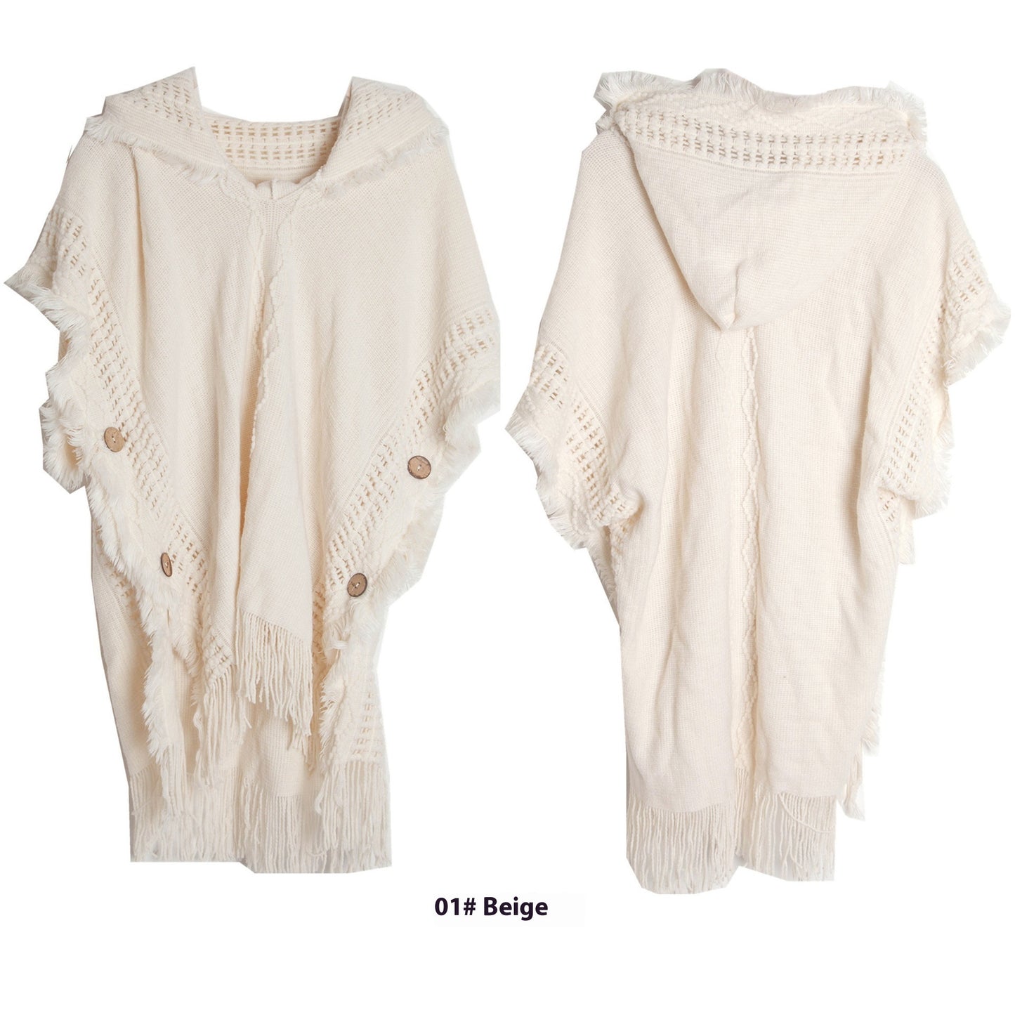 Button Shawl Bohemian Tassel Sweater