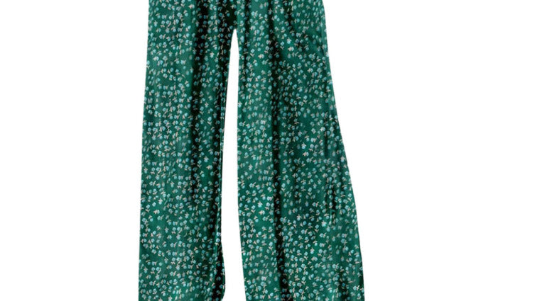 Printed Overalls With Pleated Pockets