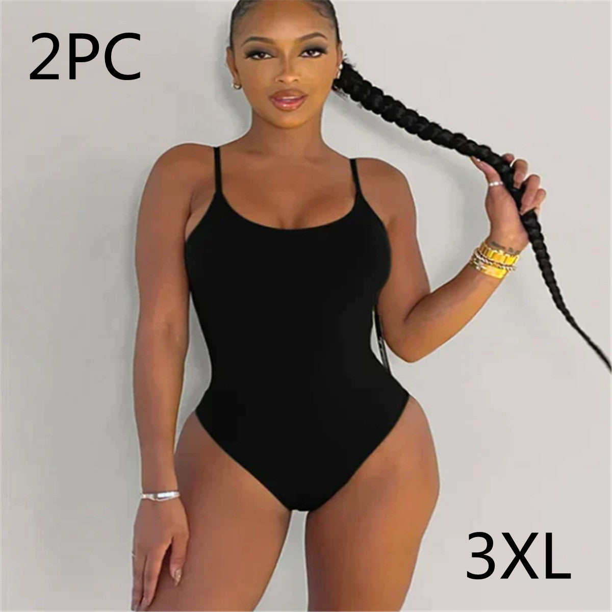 Sling Backless Tether Plus Size Solid Color Triangle One-piece Swimsuit