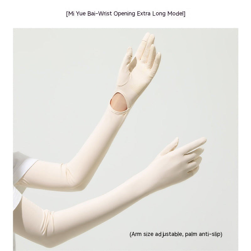 Nylon Ice Silk Long Sun Protection Ice Sleeve Gloves Women's UV Protection Sleeves Sun Protection Summer Long Arm Guard