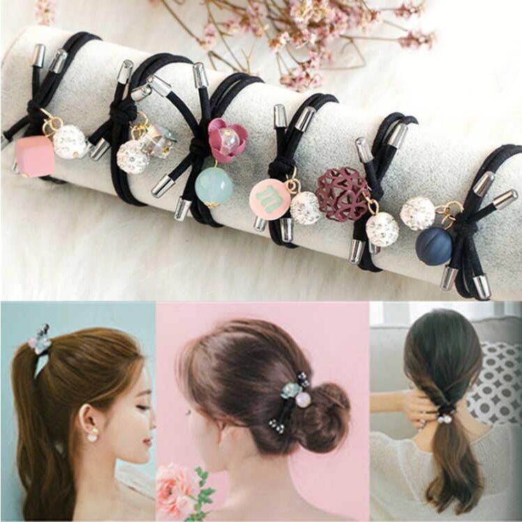 Ocean Blue 6 Piece Hair Tie Adult Crystal